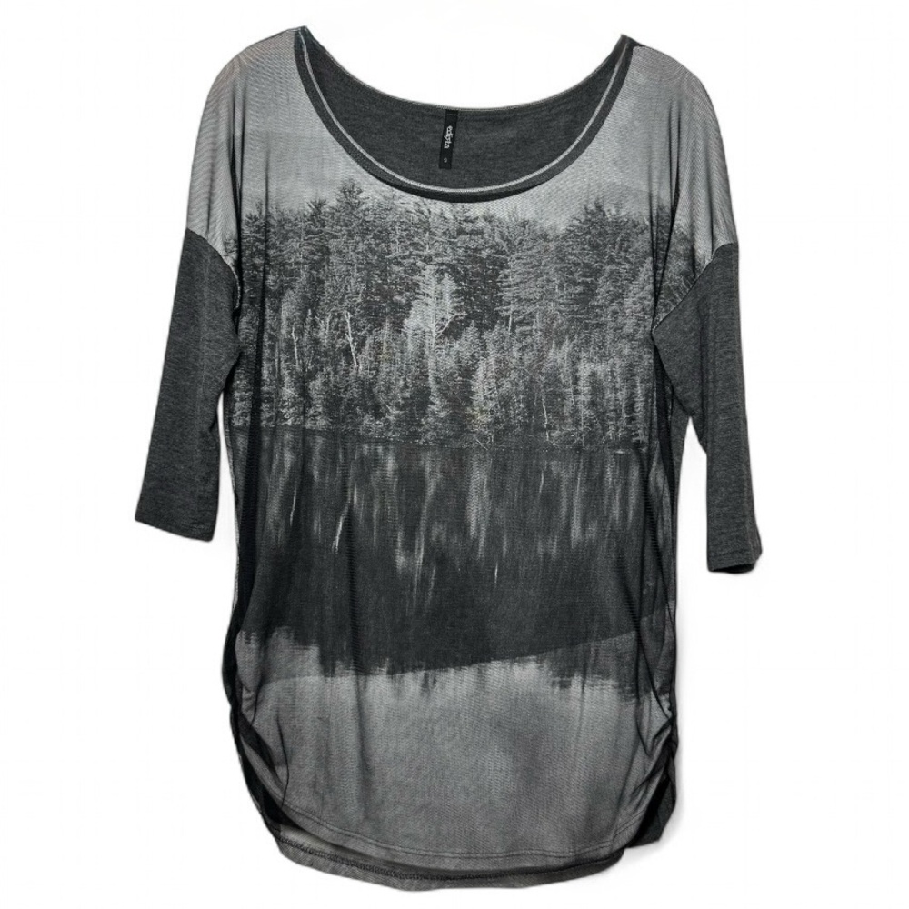 Goth Forest Mesh Top Women’s Small Ruched Dark Academia Sheer by Edista
